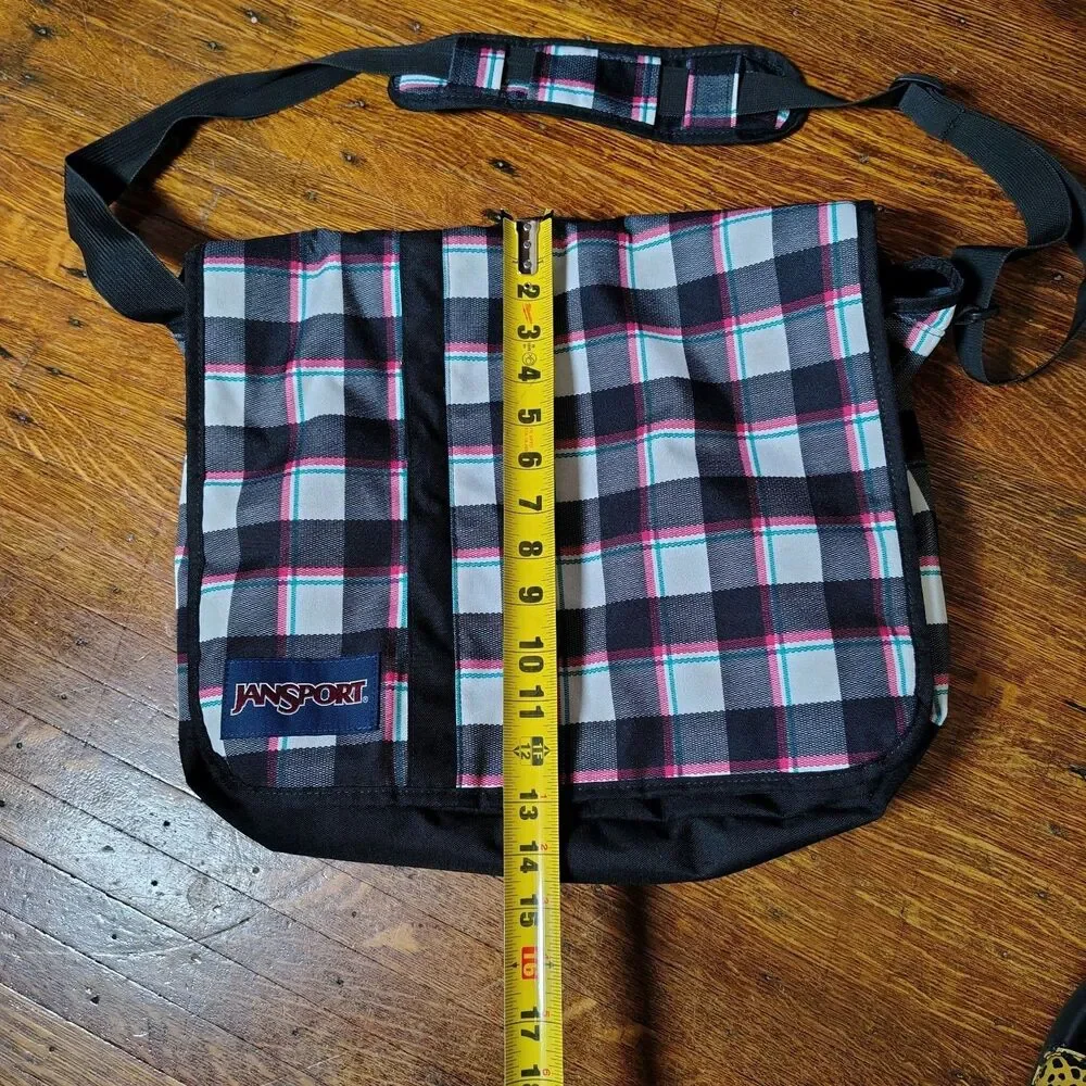 Y2K Plaid Jansport Messenger Crossbody Bag